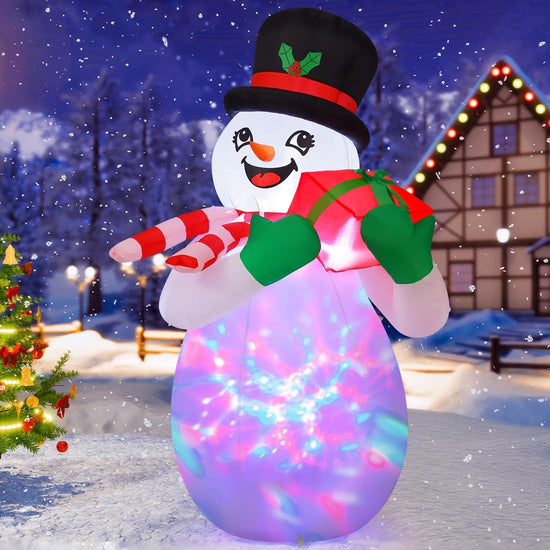 6 FT Christmas Blow up Snowman Inflatable, Inflatable Snowman Inflatable Christmas Decorations with Colorful LEDs