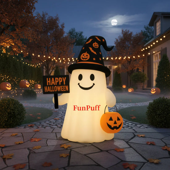 FunPuff Halloween Inflatable Ghost with Glowing Lights