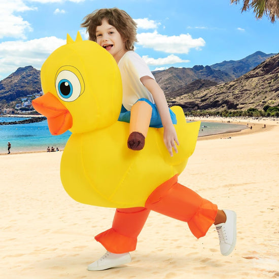 Kids Inflatable Yellow Duck Costume Cute Blow-up Halloween Party Decorations for Funerals