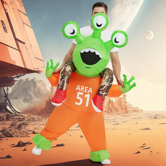 Halloween Inflatable Alien Costume for Adults Funny Blow-Up Cosplay Suit for Men Women for Party Novelties Ride-On Fun