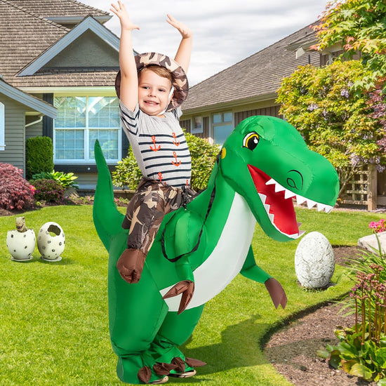 Inflatable Dinosaur Costume Kids 48IN Halloween Blow up Costumes for Boys Girls Riding T Rex Air Costume for Party