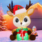5 FT Christmas Inflatables Reindeer Outdoor Decorations Blow Up Yard Cute Deer Holding a Box with Built-in LEDs for Garden Lawn Indoor Party Decor