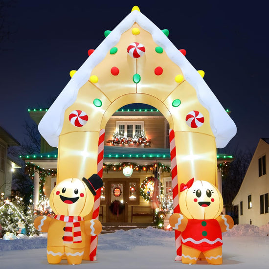 11.8 FT Christmas Inflatables Decorations Archway, Gingerbread Inflatable Yard Decorations with LED Lights, Inflatable Christmas Arch for Outdoor Party Yard Decor