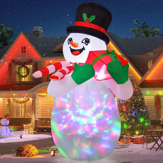 6 FT Christmas Blow up Snowman Inflatable, Inflatable Snowman Inflatable Christmas Decorations with Colorful LEDs