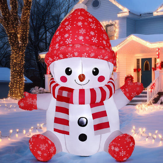 4.4 FT Christmas Inflatables Outdoor Decorations, Inflatable Baby Snowman with Red Hat Gloves Blow Up Yard Decoration Build-in LEDs
