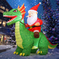 7.2 FT Christmas Inflatable Santa Riding Dinosaur Hot Sale Blow up Santa Claus Outdoor Christmas Decorations with Built-in LEDs