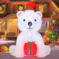 FunPuff Single 4 FT Printed Christmas Inflatable Bear Holding Present LED Lights Blow Factory Price Outdoor Christmas