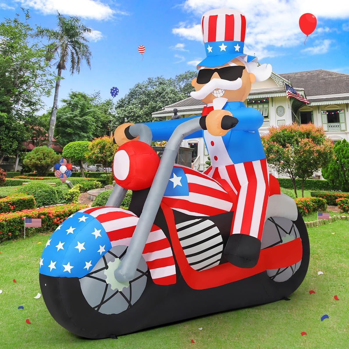 6 FT 4th of July Patriotic Inflatable Decorations Uncle Sam Blow Up Ya ...