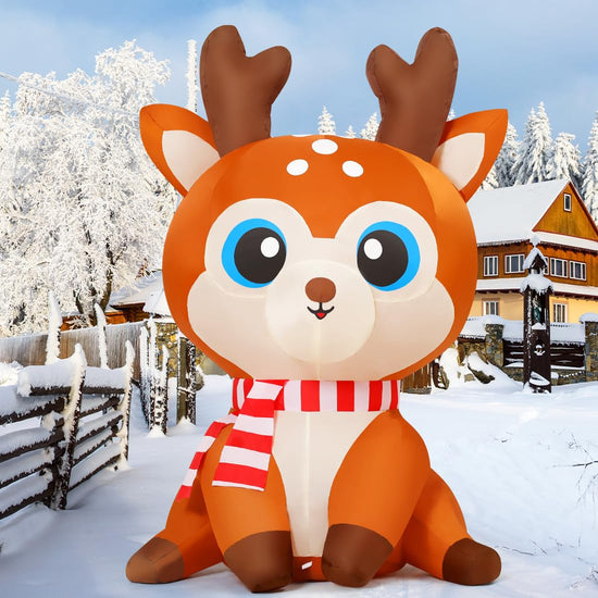 5 FT Christmas Inflatable Reindeer Outdoor Decoration Blow Up Yard Cute Deer with Built-in LEDs