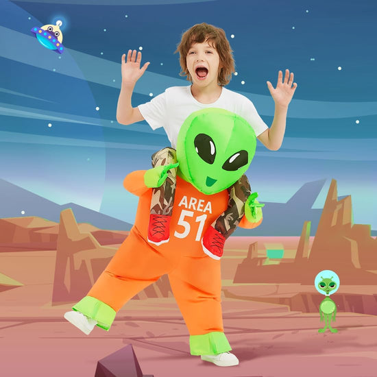Funny Alien Inflatable Costume for Kids PVC Material for Boys and Girls Halloween Fancy Party Cosplay