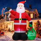 GOOSH 10.3 FT Waving Christmas Inflatable Santa Decorations, Outdoor Christmas Santa Claus with Gift Bag&Animated Hand Blow Up Yard Decor with Built-in LEDs