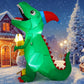 6.8 FT Christmas Inflatables Dinosaur Outdoor Decorations Blow Up Yard T Rex with Xmas Hat Holding a Bear with Built-in LEDs for Garden Lawn Indoor Party Décor