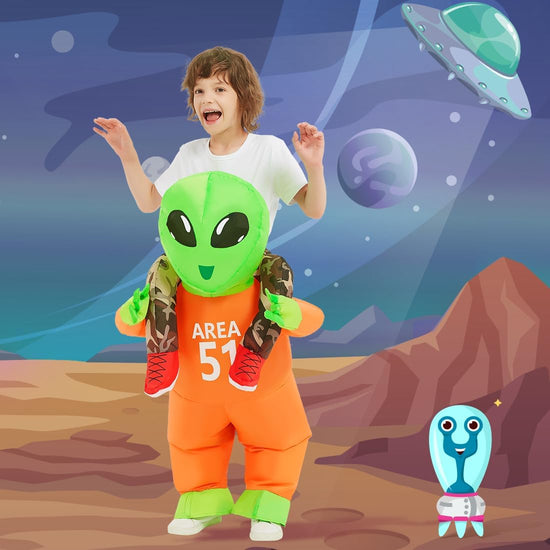 Funny Alien Inflatable Costume for Kids PVC Material for Boys and Girls Halloween Fancy Party Cosplay