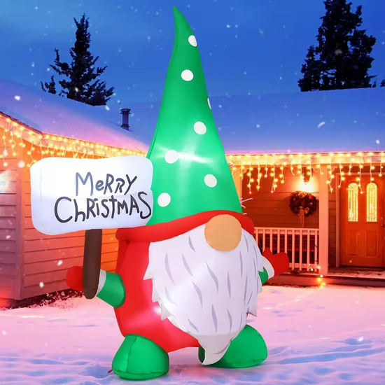 6 FT Inflatable Christmas Gnome Child Hot Selling LED Light Outdoor Christmas Decorations