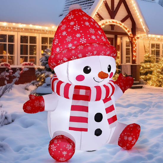 4.4 FT Christmas Inflatables Outdoor Decorations, Inflatable Baby Snowman with Red Hat Gloves Blow Up Yard Decoration Build-in LEDs