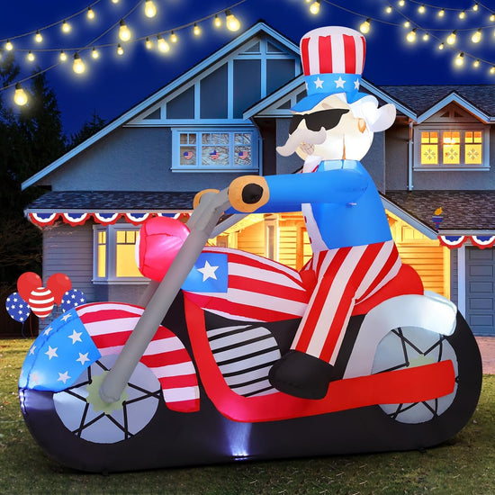 6 FT 4th of July Patriotic Inflatable Decorations Uncle Sam Blow Up Yard with LED Lights for Holiday Party Independence Day Memorial Day Decor