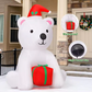 FunPuff Single 4 FT Printed Christmas Inflatable Bear Holding Present LED Lights Blow Factory Price Outdoor Christmas