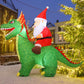 7.2 FT Christmas Inflatable Santa Riding Dinosaur Hot Sale Blow up Santa Claus Outdoor Christmas Decorations with Built-in LEDs