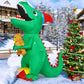 6.8 FT Christmas Inflatables Dinosaur Outdoor Decorations Blow Up Yard T Rex with Xmas Hat Holding a Bear with Built-in LEDs for Garden Lawn Indoor Party Décor