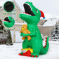 6.8 FT Christmas Inflatables Dinosaur Outdoor Decorations Blow Up Yard T Rex with Xmas Hat Holding a Bear with Built-in LEDs for Garden Lawn Indoor Party Décor