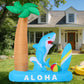 7.4 FT Summer Inflatable Shark with Palm Tree, Surfboard & Beach Ball Outdoor Blow Up Yard Decoration with LED Lights for Hawaiian Beach Party Garden Lawn Birthday Pool Decor