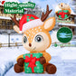 5 FT Christmas Inflatables Reindeer Outdoor Decorations Blow Up Yard Cute Deer Holding a Box with Built-in LEDs for Garden Lawn Indoor Party Decor
