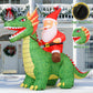 7.2 FT Christmas Inflatable Santa Riding Dinosaur Hot Sale Blow up Santa Claus Outdoor Christmas Decorations with Built-in LEDs