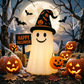FunPuff Halloween Inflatable Ghost with Glowing Lights