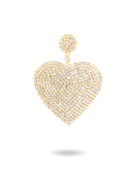 Adore Heart Gold Sparkly Earrings  (7 / PACK)