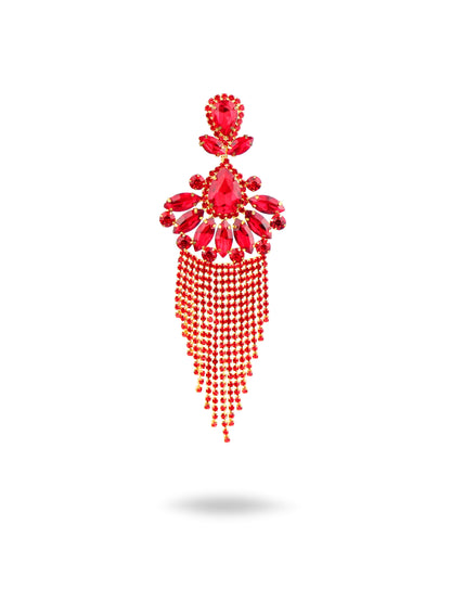 Peach Veil Red Tassle Earrings