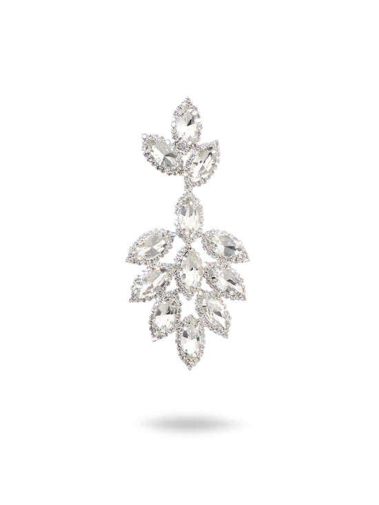 Three-Leaf Flower Dangle Crystal Earrings (7 / PACK)