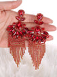 Peach Veil Red Tassle Earrings