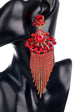 Peach Veil Red Tassle Earrings