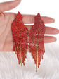 Sweatpants Long Red Tassel Earrings
