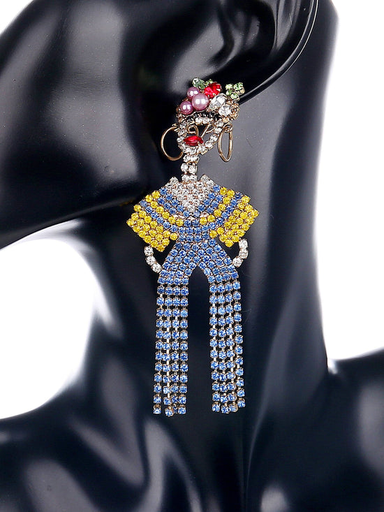 Black Magic Doll Beaded Statement Earrings