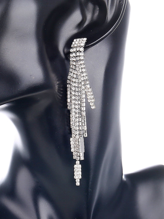 Cypress Leaves Crystal Fringe Earrings