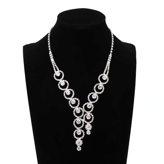 Rhinestone Decor Y Circle Necklace (7 / PACK)