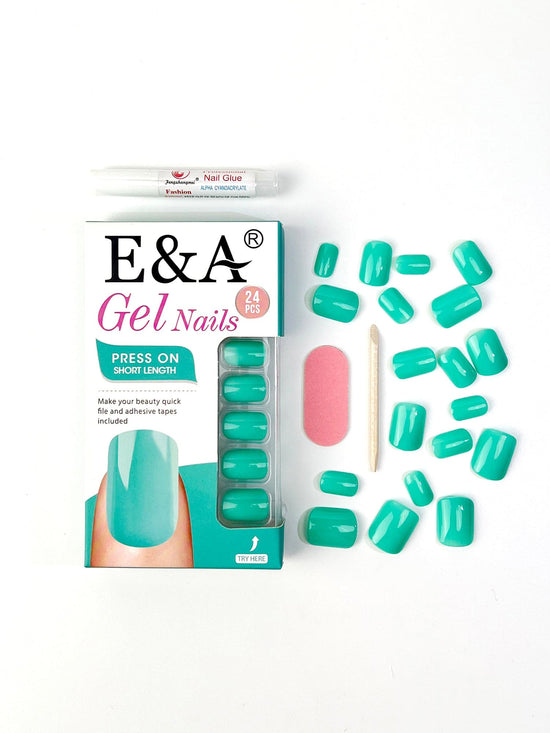 OranEden x E&A color gel Mint Green Nails (7 / PACK)