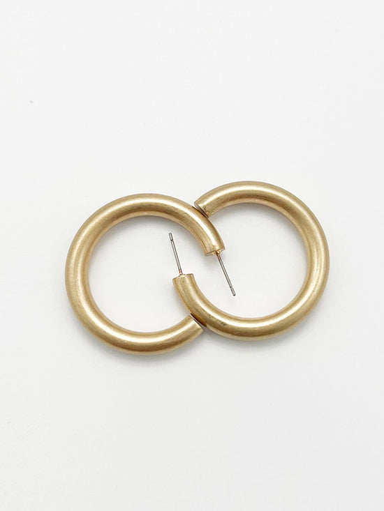Frosty Gold Open Hoop Earrings
