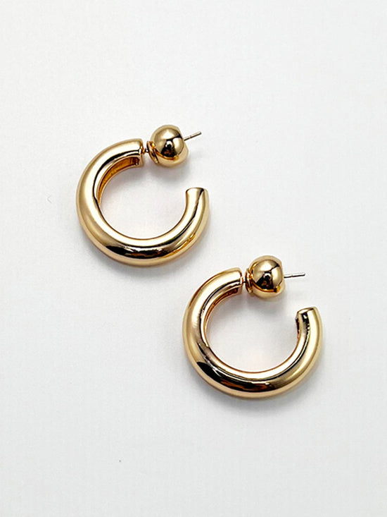 C. Gold Copper Huggie Earrings
