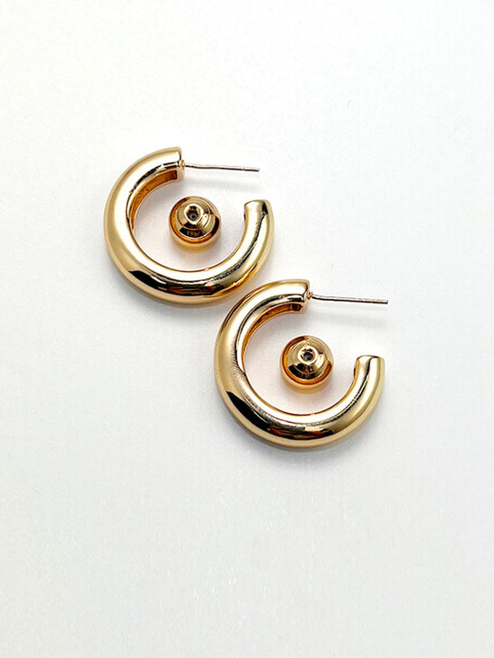 C. Gold Copper Huggie Earrings