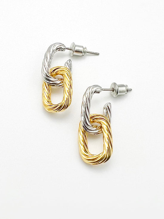 Juxtaposition Gold Over Silver Drop Earrings