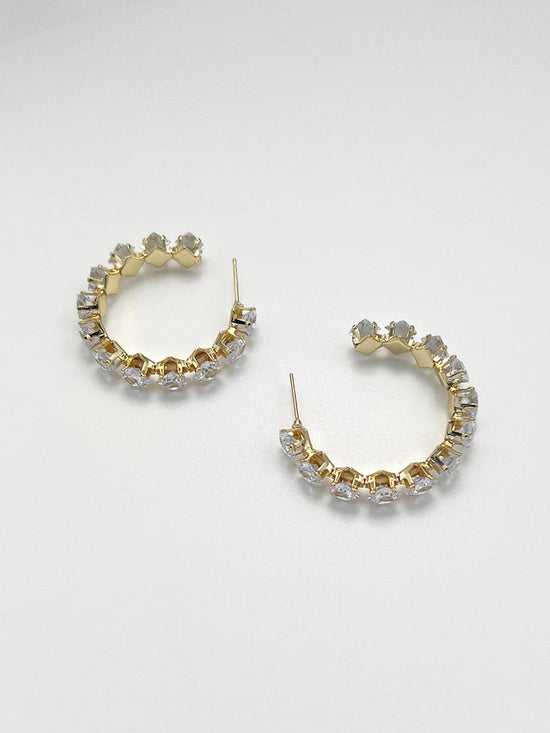 Laurel Hoop Earrings With Crystals