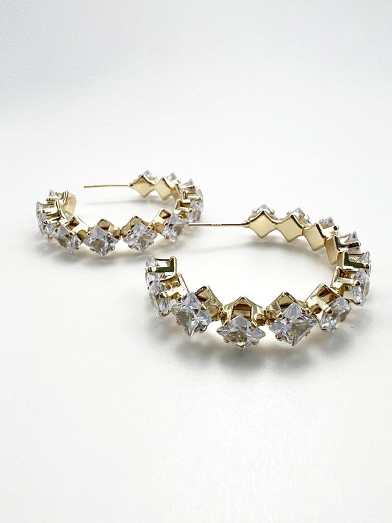 Laurel Hoop Earrings With Crystals