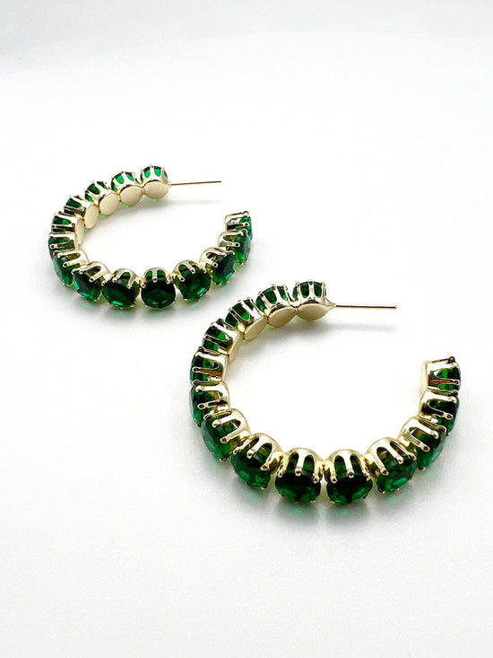 Citrus Emerald Stone Hoop Earrings  (7 / PACK)