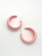 Crescent Light Pink Resin Hoop Earrings