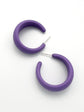 Crescent Purple Resin Hoop Earrings