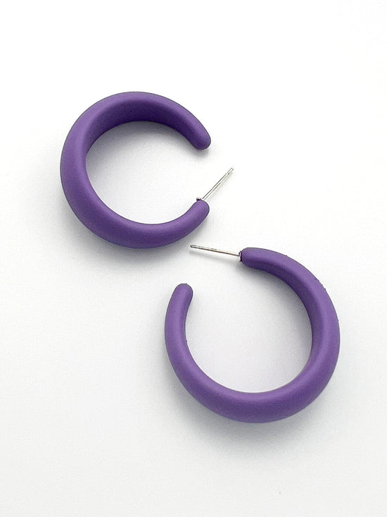 Crescent Purple Resin Hoop Earrings (7 / PACK)