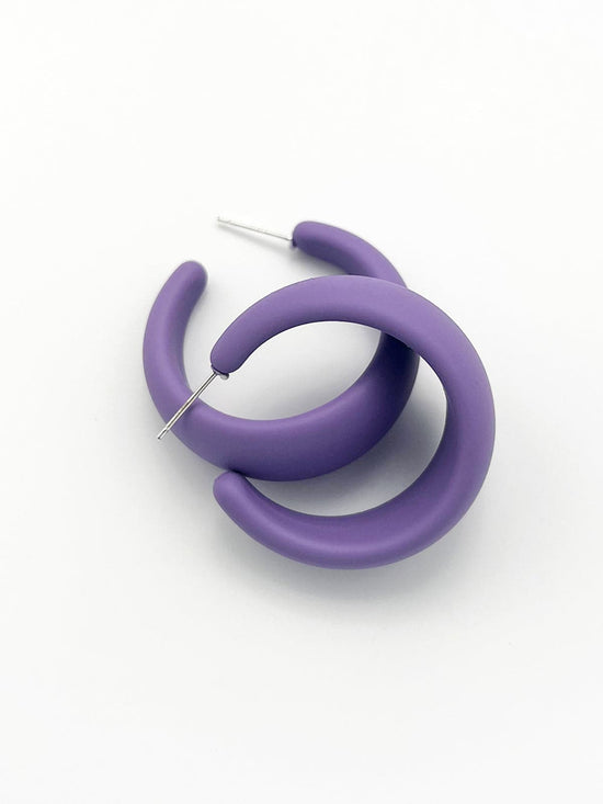 Crescent Purple Resin Hoop Earrings (7 / PACK)