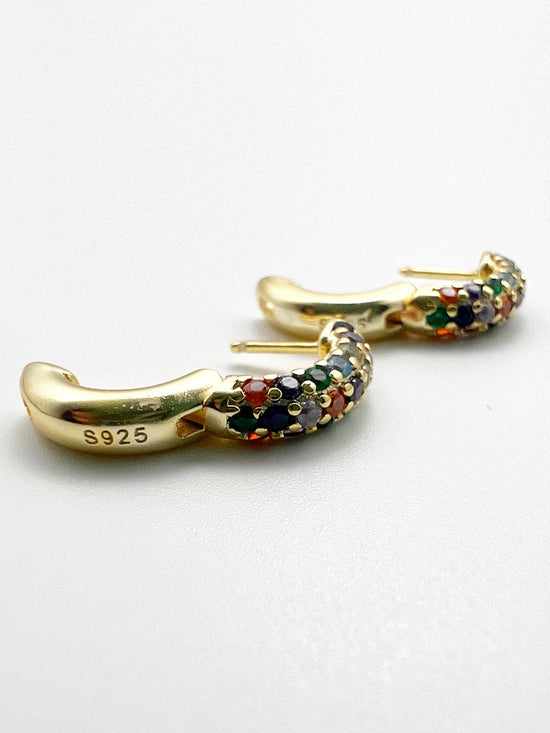 Perseus Multi-Color Silver Hoop Earrings